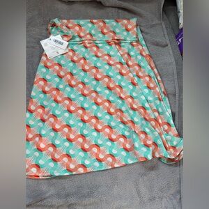 LuLaRoe Vibrant Maxi Skirt with Orange and Teal Design